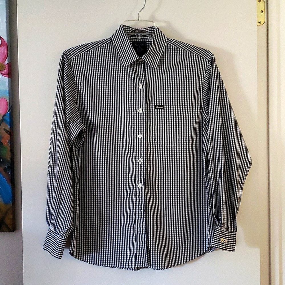 Façonnable Black And White Check Shirt Size Large
